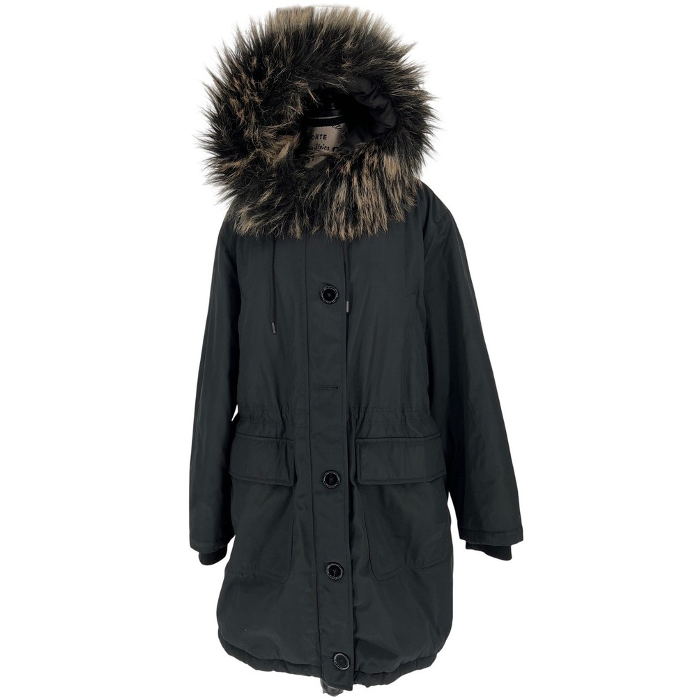 GAP OC Luxe Parka Coat Women's XL Black‎ Faux Fur Hood Warm Winter Jacket GUC